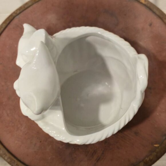 Vintage Ceramic Kittens Planter in a Basket vase Cat lovers gift storage kitty - Picture 5 of 9